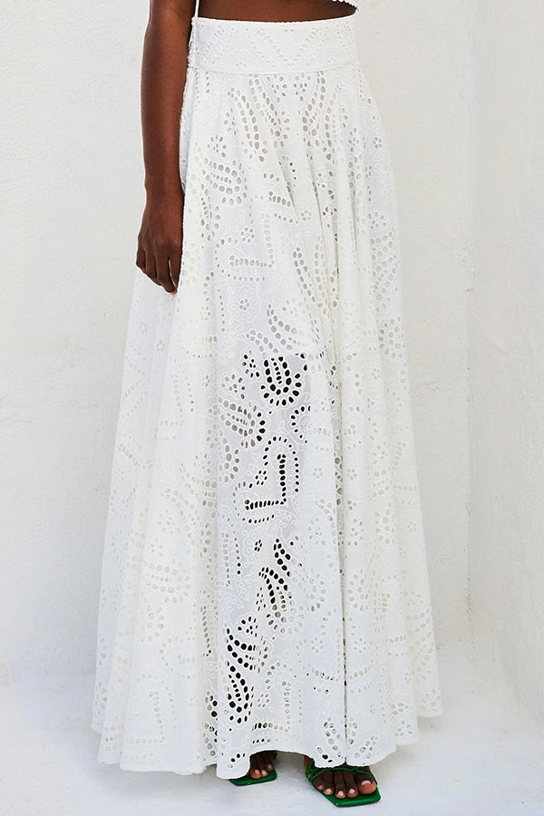 Larissa | Embroidered Top & High-Waist Maxi Skirt Set | Elegant Two Piece Outfit