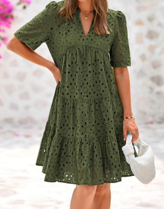 Rica | Lace Ruffle Midi Dress