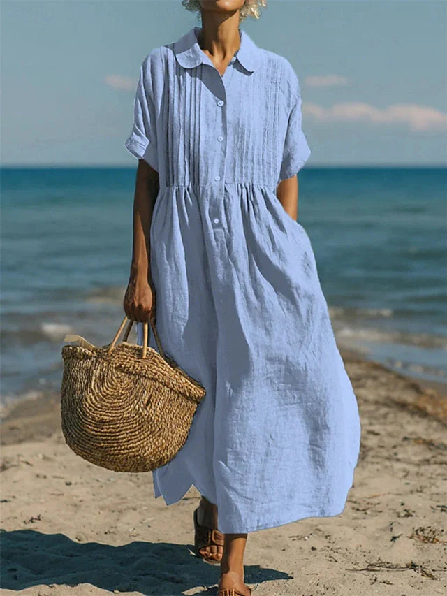 Alice | Cotton Button Shirt Midi Dress