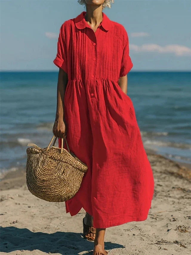 Alice | Cotton Button Shirt Midi Dress