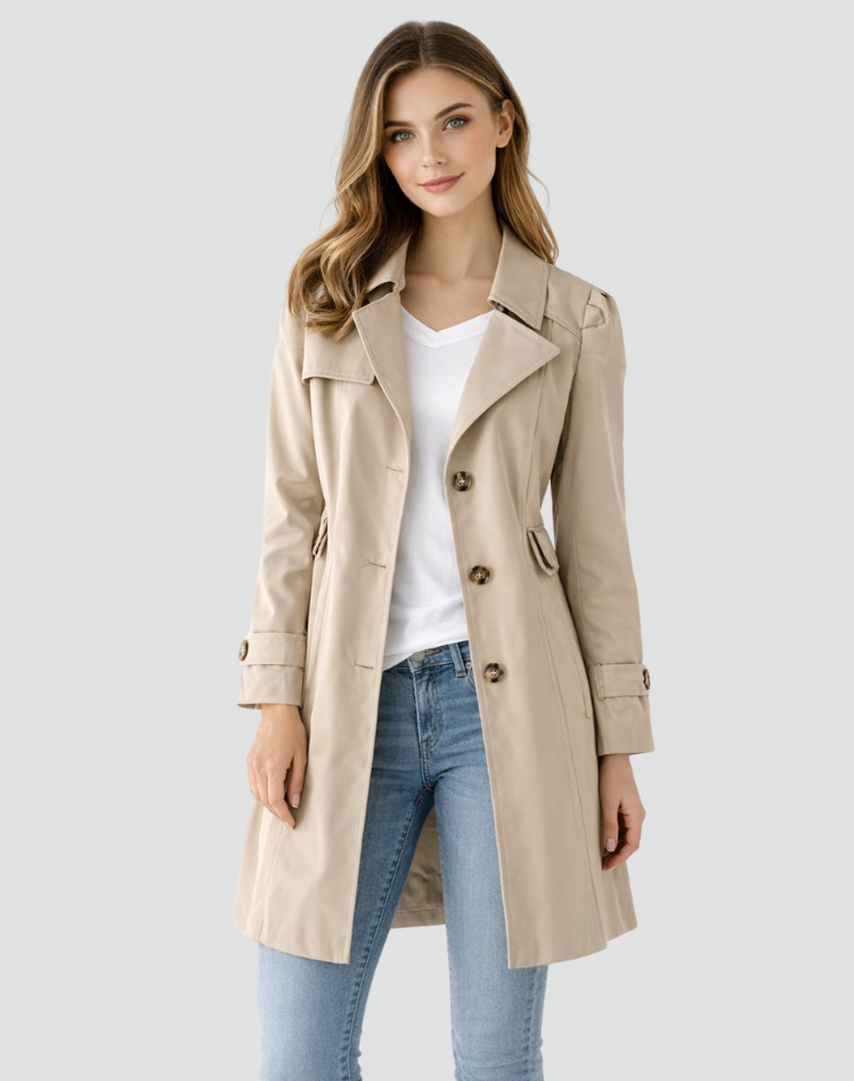 Charlotte | Timeless Trench Coat with Shoulder Epaulets Khaki