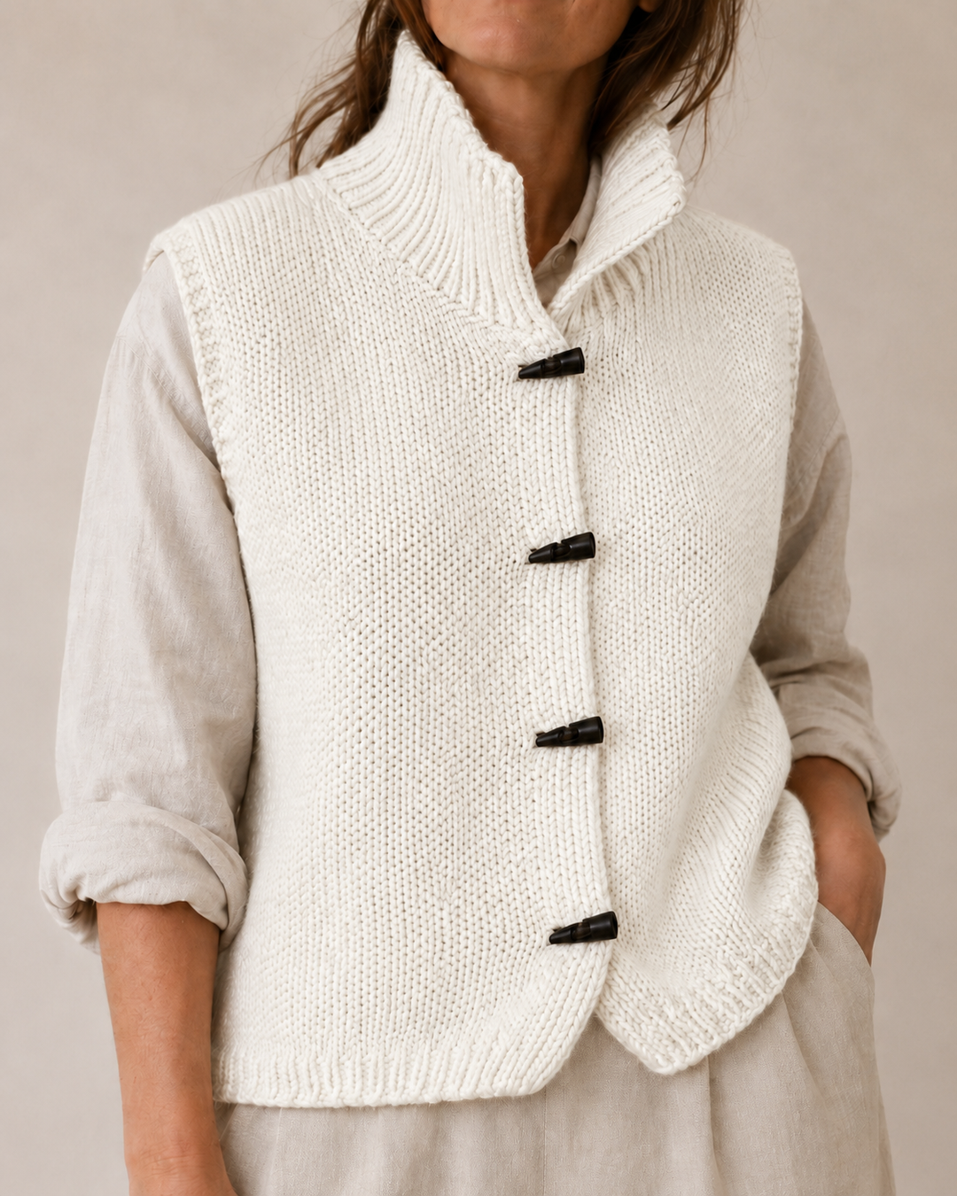 Ivy | Classic Sleeveless Cardigan White