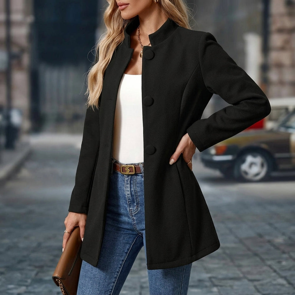 Lisa | Women’s Collar Button Front Coat Black