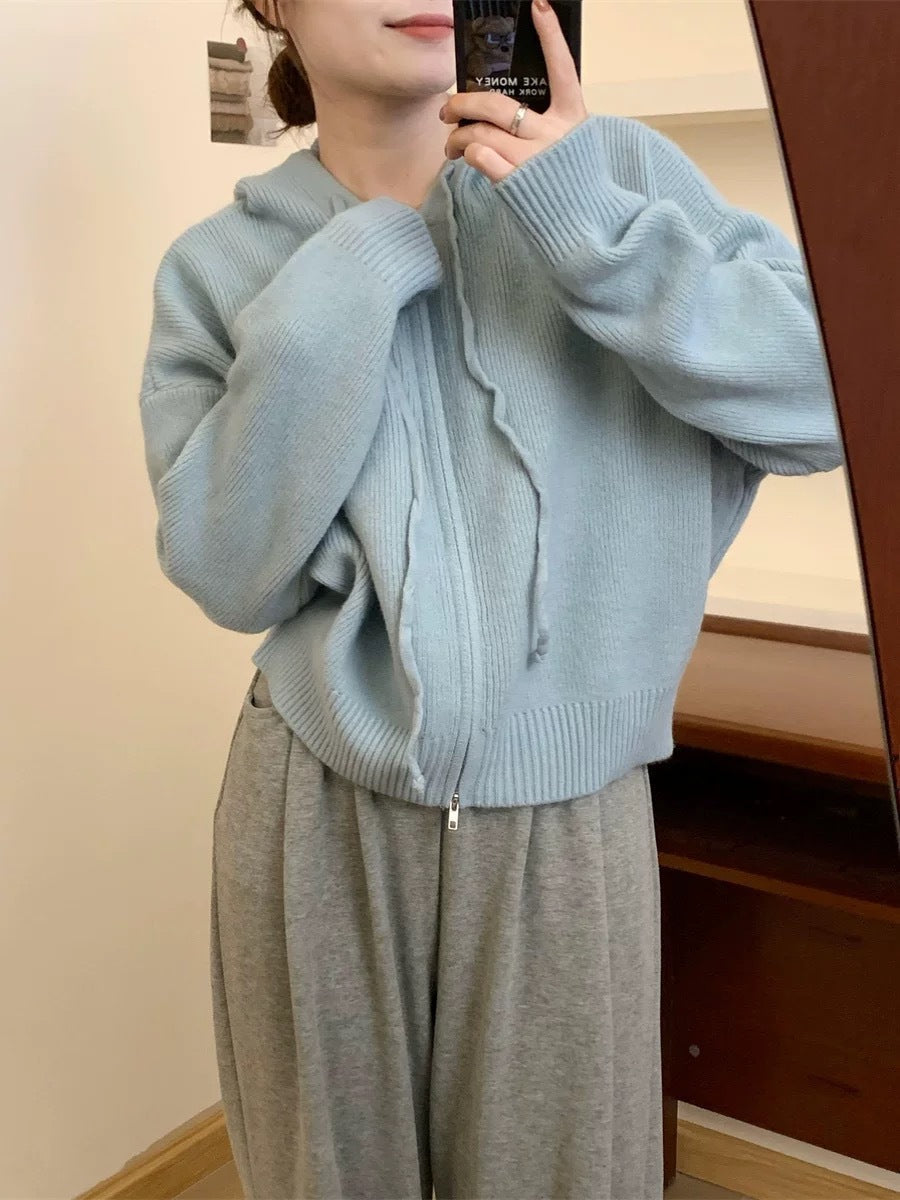 QUESTA™ - Casual Zip Up Long Sleeve Hooded Cardigan