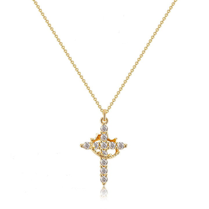 CLARISSE™ – Classic Cross & Crown Necklace