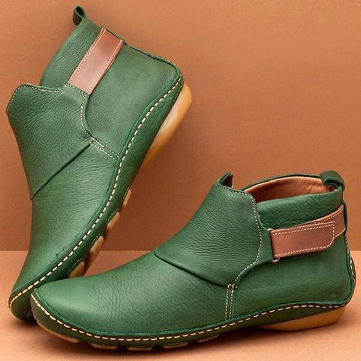 Women's Autumn Ankle Boots with Side Strap Detail Green