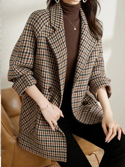 Women's Pea Double-Breasted Houndstooth Coat 1