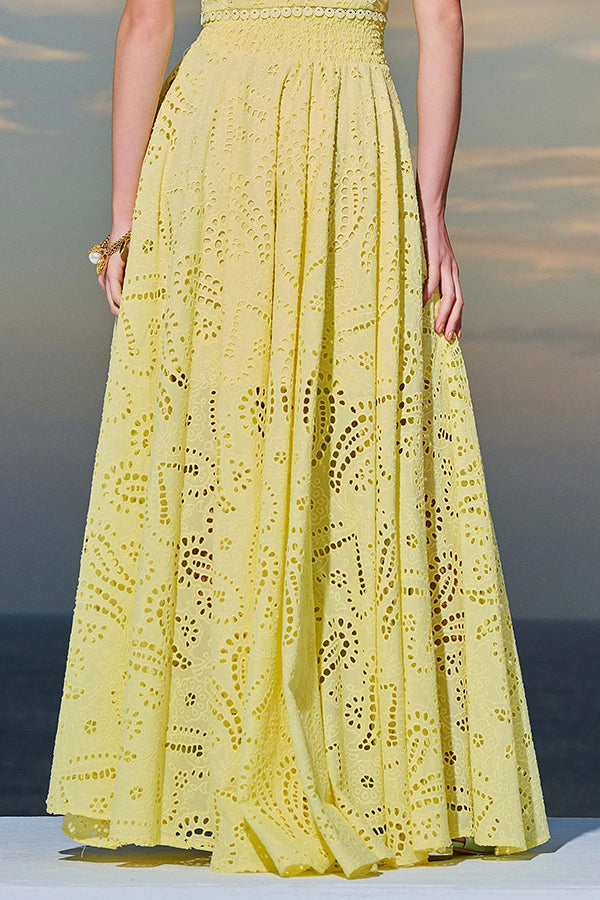 Larissa | Embroidered Top & High-Waist Maxi Skirt Set | Elegant Two Piece Outfit