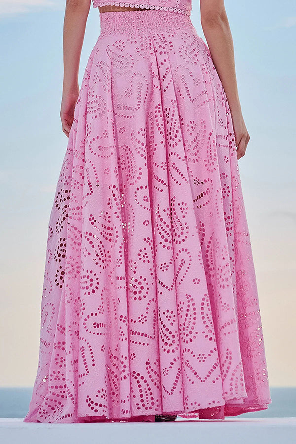Larissa | Embroidered Top & High-Waist Maxi Skirt Set | Elegant Two Piece Outfit