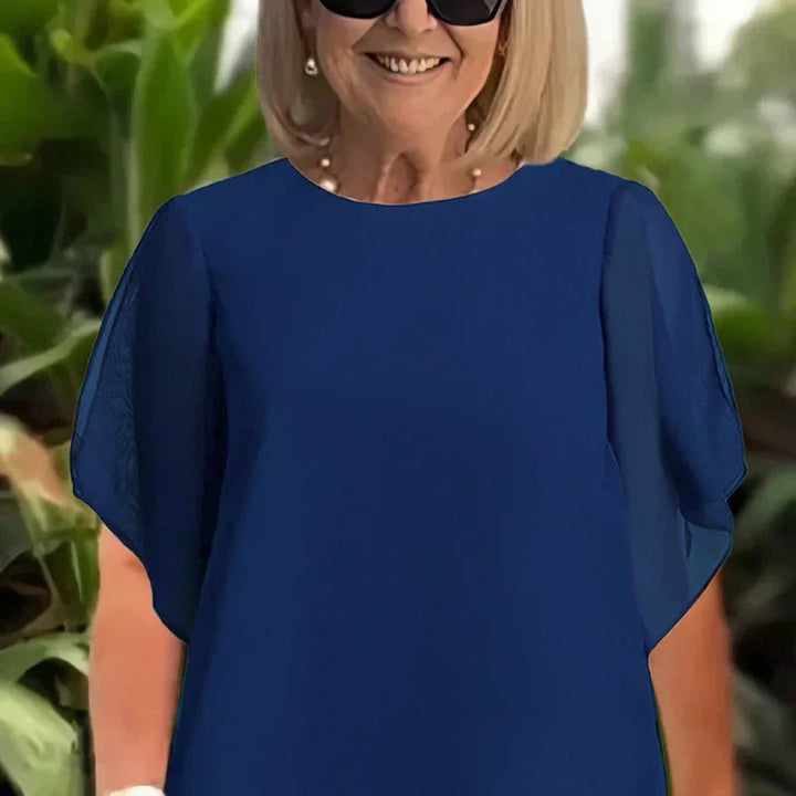 Herlene Elegant Two-Piece Set | Layered Top and Wide-Leg Trousers