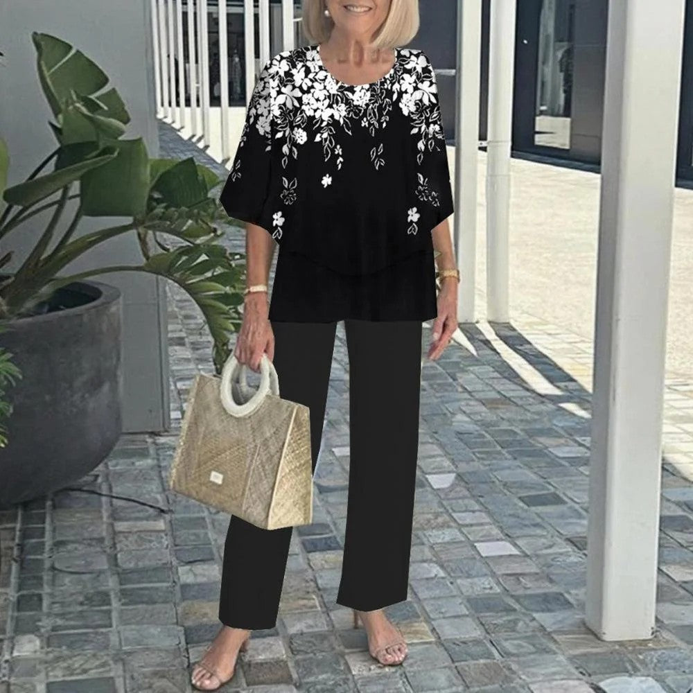 Wenda Effortless Two-Piece Set | Relaxed Top and Wide-Leg Trousers